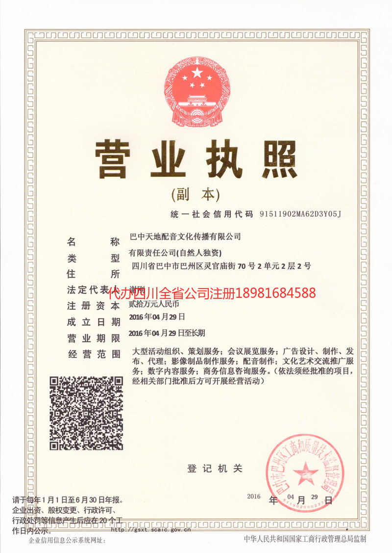 武安武安天地配音文化传播有限公司